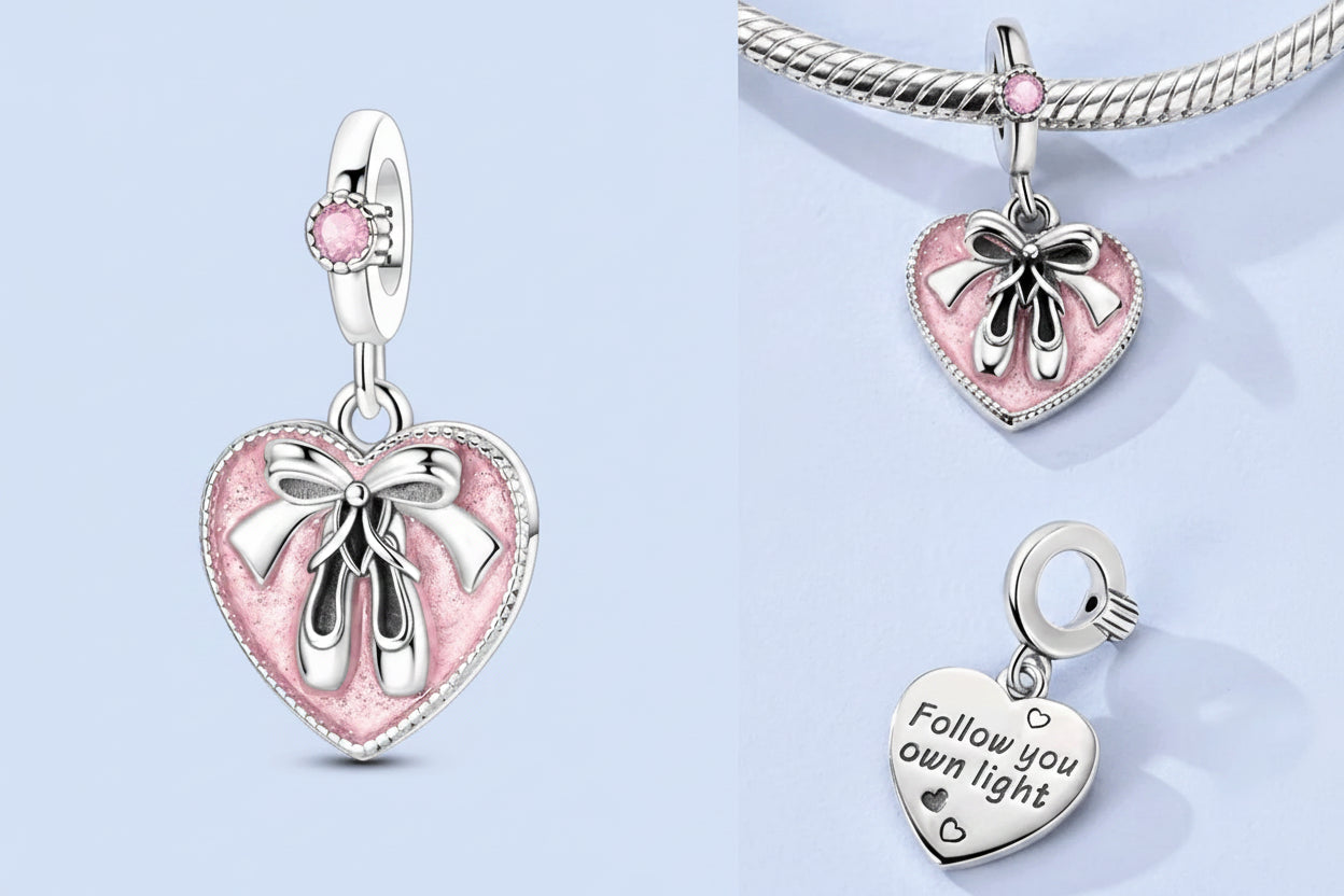 Heart-shaped Charms 925 Silver Pink Ballet Shoes Pendant Love Balloon Beads Fit Original Bracelets Women DIY Jewelry Gifts
