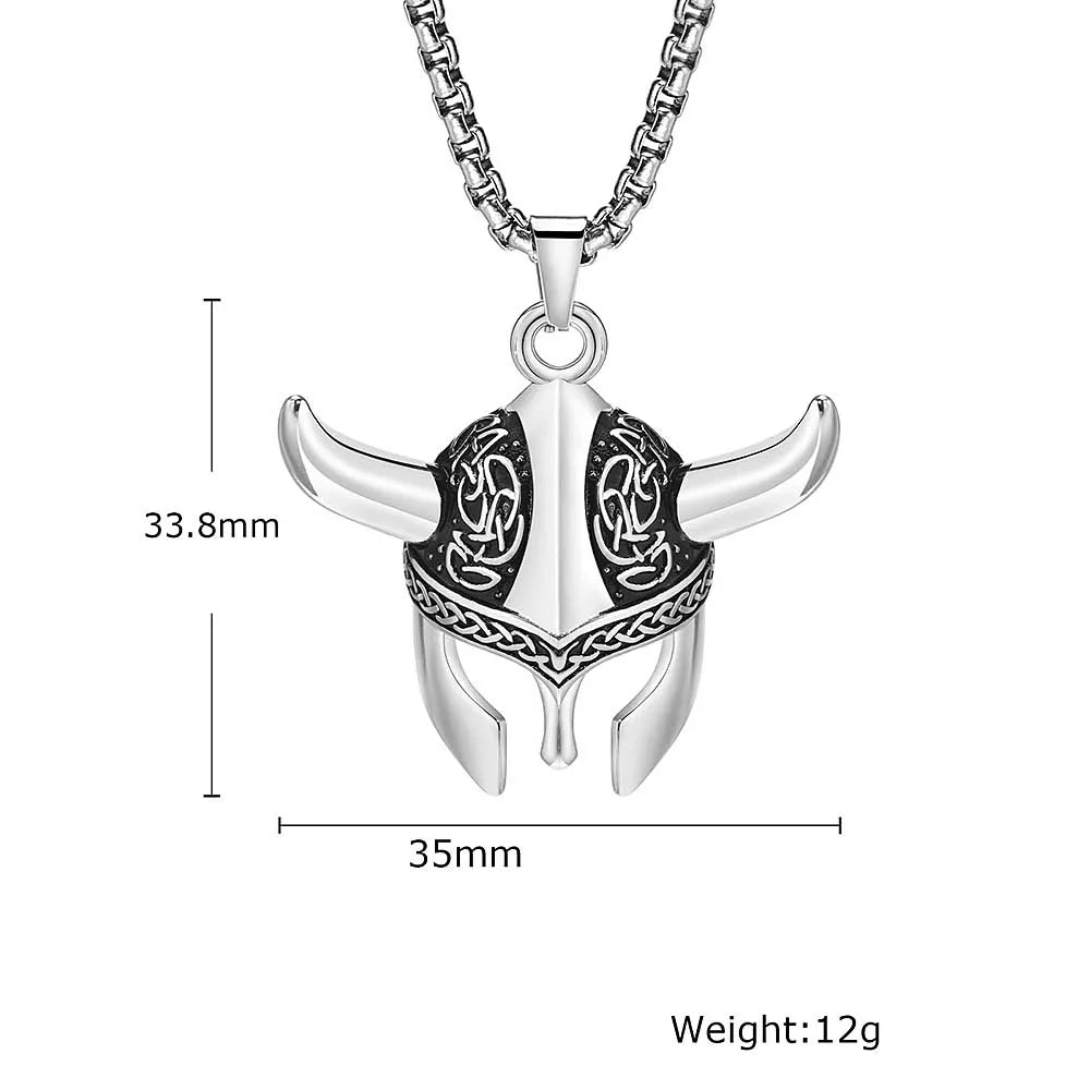 Vintage Viking Pirate Mask Pendants Chain for Men Gift Scandinavian Necklace Jewelry Stainless Steel Nordic Celtic Knot Amulet