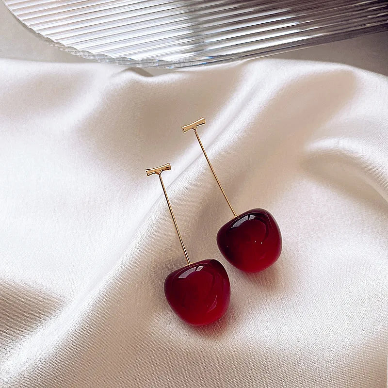 Red Cherry Drop Earrings