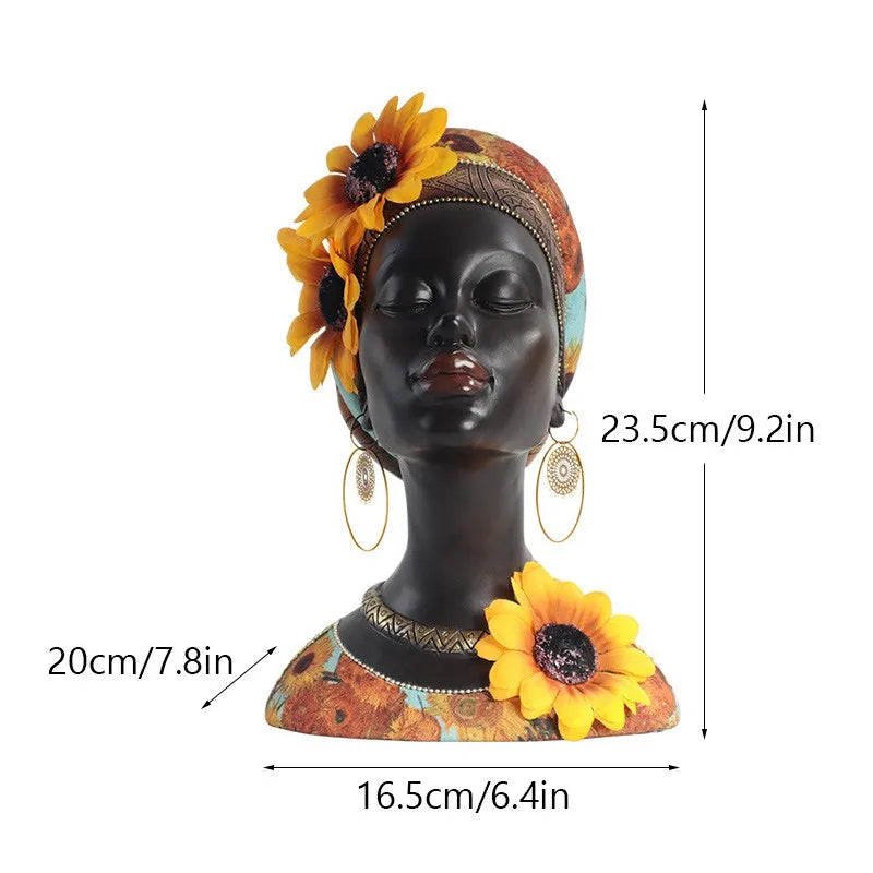 Vilead Resin Fabirc African Beauty Figurines Creative Modern Art Crafts Interior Decoration  Living Room Book Shelf Office Decor