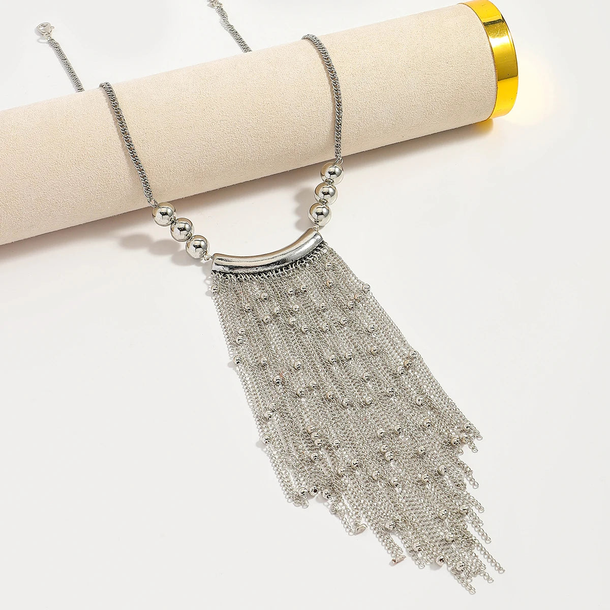 Fashion Alloy Handmade Bead Necklace With Tassel Pendant