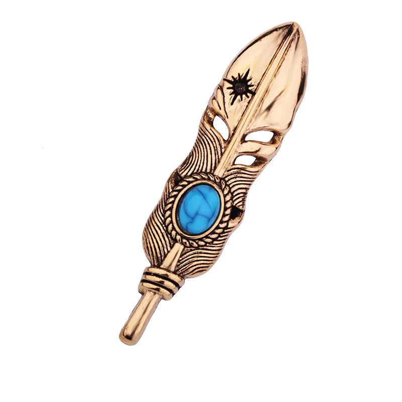 Men's Vintage Turquoise Feather Brooch – Suit Lapel Pin