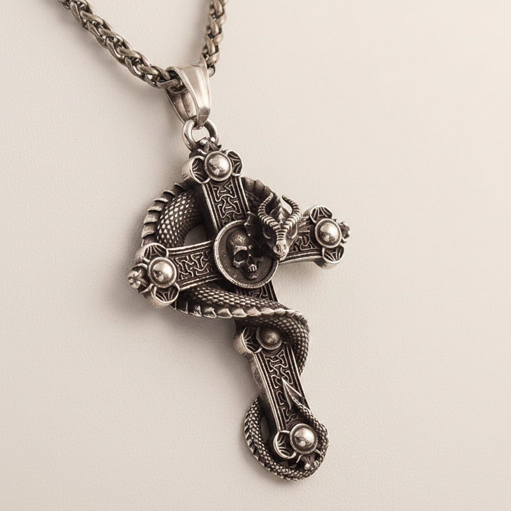 Vintage Dragon Skull Pendant Necklace for Men & Women | Punk Gothic Stainless Steel Chain Jewelry