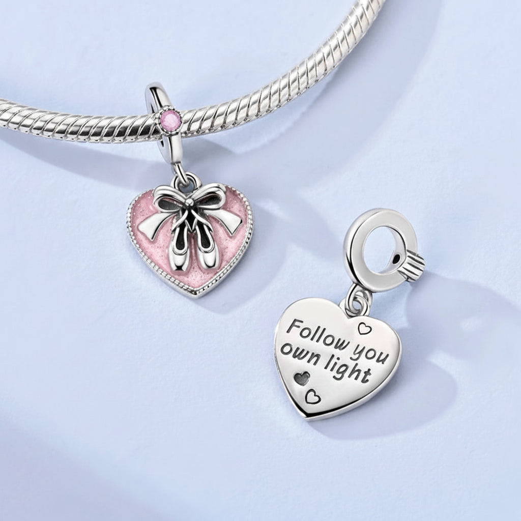 Heart-shaped Charms 925 Silver Pink Ballet Shoes Pendant Love Balloon Beads Fit Original Bracelets Women DIY Jewelry Gifts