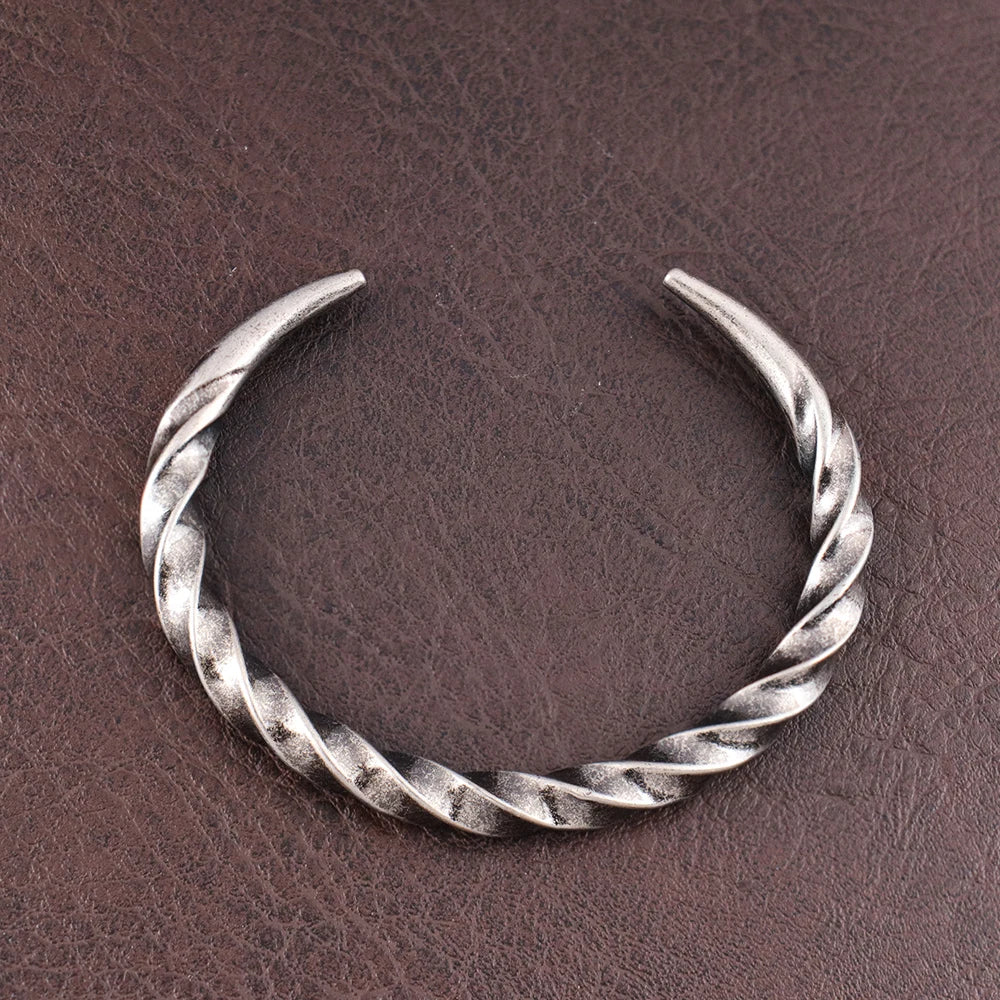 Stainless Steel Fashion Simple Bracelets Men's Vintage Twist Bracelet Unique Design Party Open Bangle Jewelry Gifts Never Fading