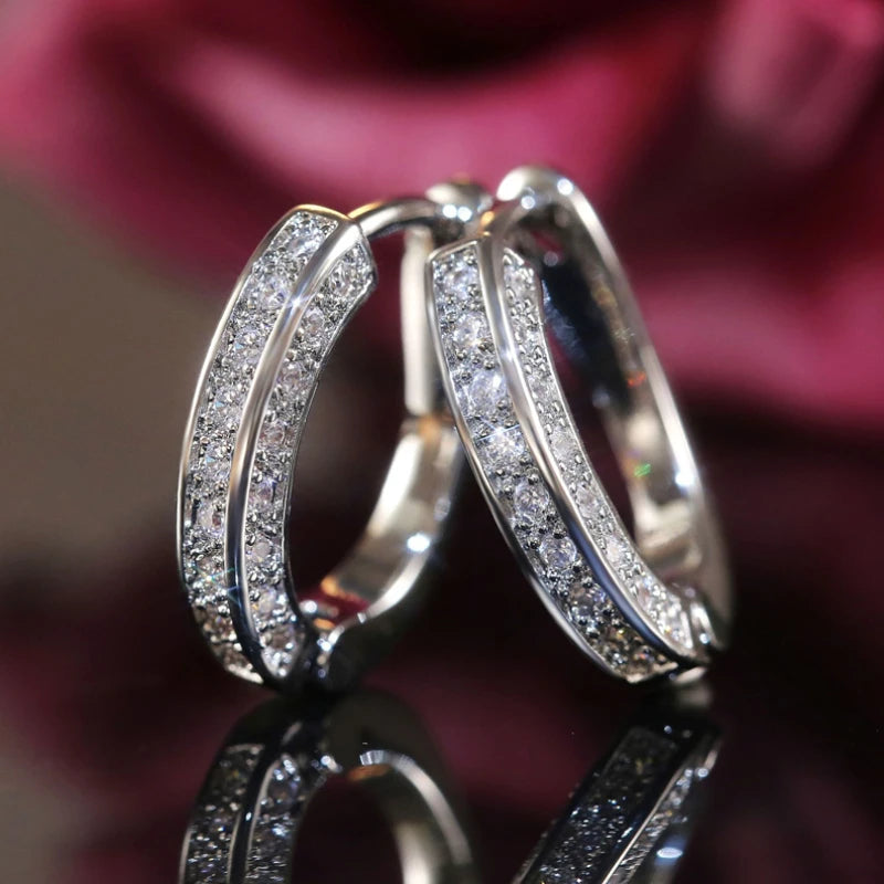 Luxury 100% Real Moissanite Hoop Earrings Silver 925 Clip On Earrings Woman Wedding Engagement Jewelry Gifts Certificate