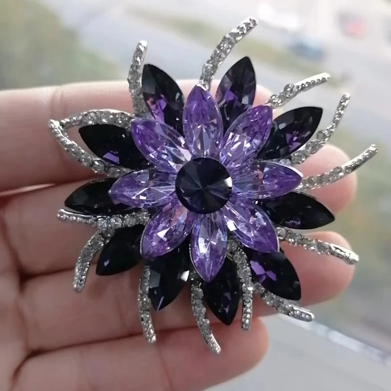 Women's Luxury Crystal Sunflower Brooch – Statement Lapel Pin