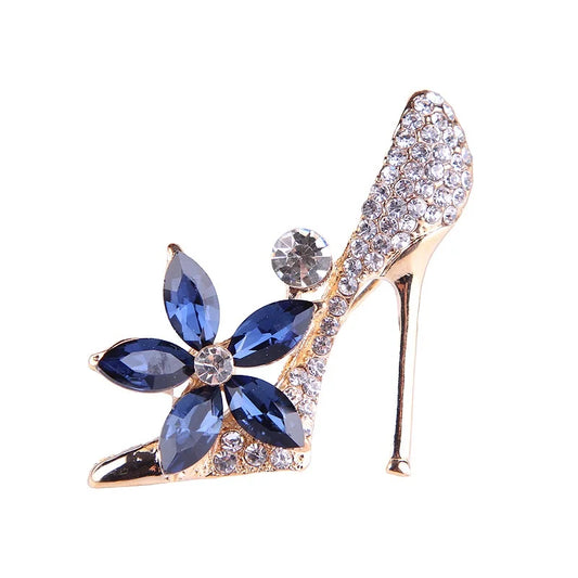 Women's Crystal High Heel Shoe Brooch – Rhinestone Floral Lapel Pin