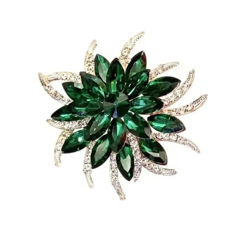 Women's Luxury Crystal Sunflower Brooch – Statement Lapel Pin