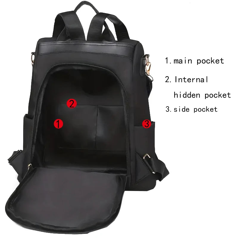 Women's Floral Embroidered Anti-Theft Backpack | Lightweight Nylon Travel Bag
