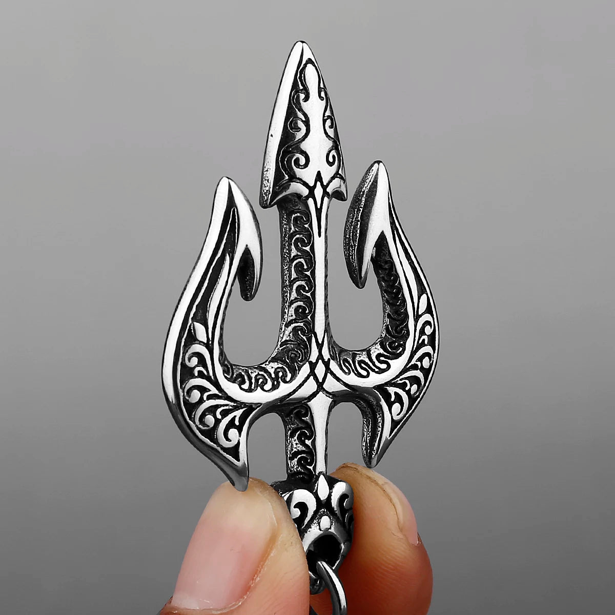 Retro Personality Poseidon Trident Stainless Steel Pendant Unisex Creative Temperament Pendant Necklace Accessories Wholesale