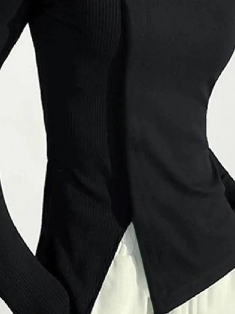 Spring Autumn Long Sleeves Solid Color Trendy Shirts/Top