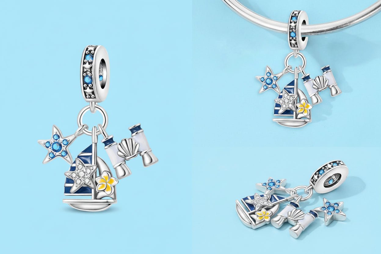 Charms 925 Silver Retractable Passport Beads Hot Air Balloon Ice Cream Pendant Fit Original Bracelets Women DIY Jewelry Gifts