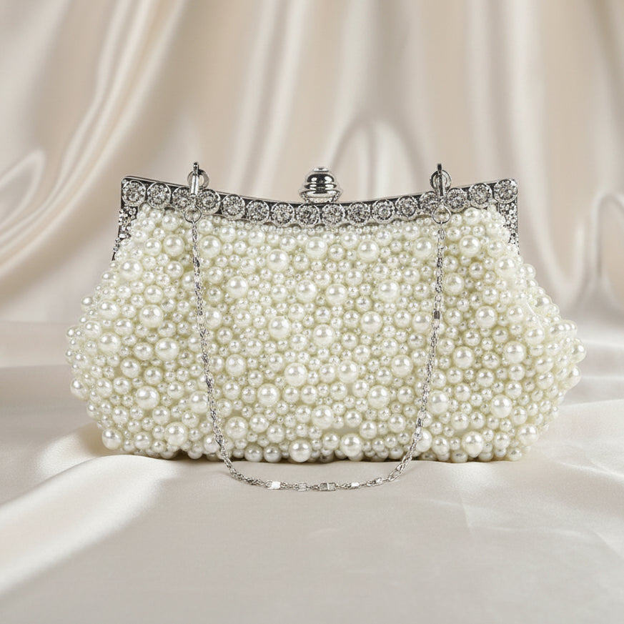Luxury Crystal Evening Clutch Bag Lady Elegant Wedding Purse New Women Plastic Pearl Handbags Party Dinner Bling Shoulder Bags