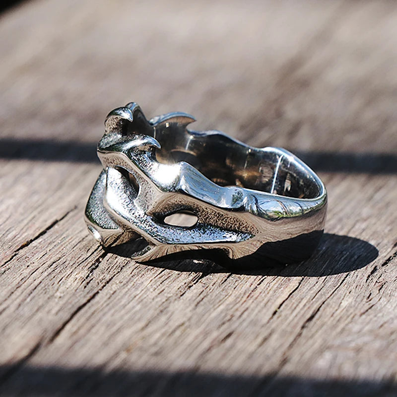 Men's Hollow-Out Crown of Thorns Biker Ring – 316L Stainless Steel