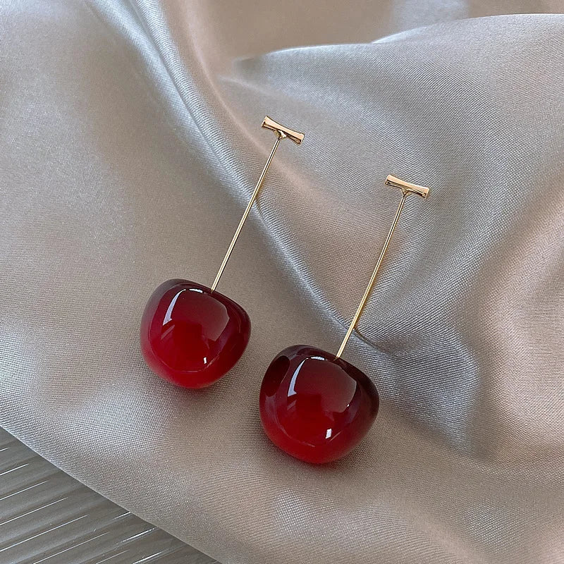 Red Cherry Drop Earrings