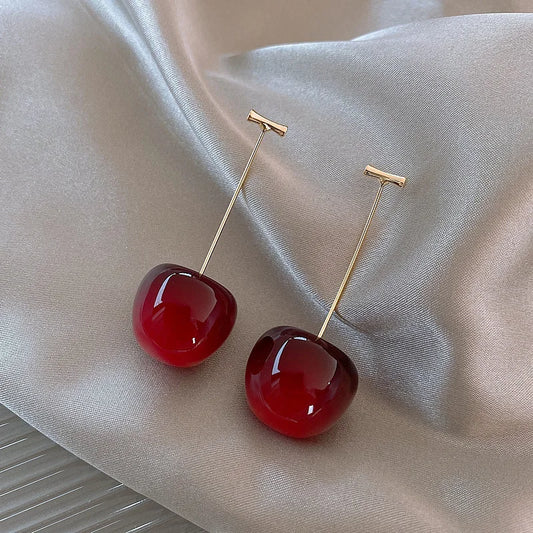 Red Cherry Drop Earrings