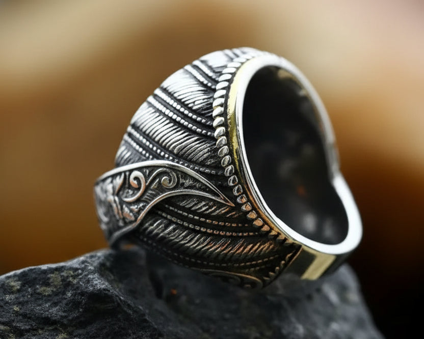 316L Stainless Steel Turkish Signet Ring | Zircon Stone Ethnic Style Jewelry for Men