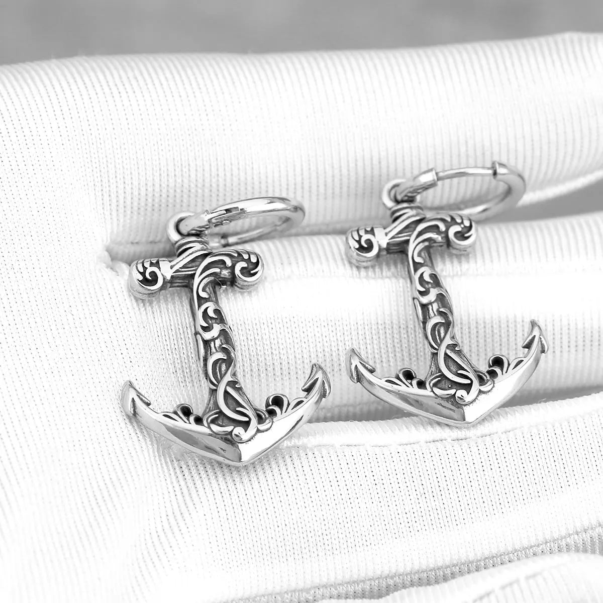 Men's Anchor Drop Earrings – Viking Punk Stainless Steel