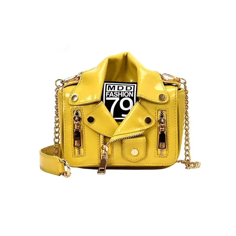Motorcycle Jacket Shape Shoulder Bag for Women | Designer Novelty Handbag | 5 Colors