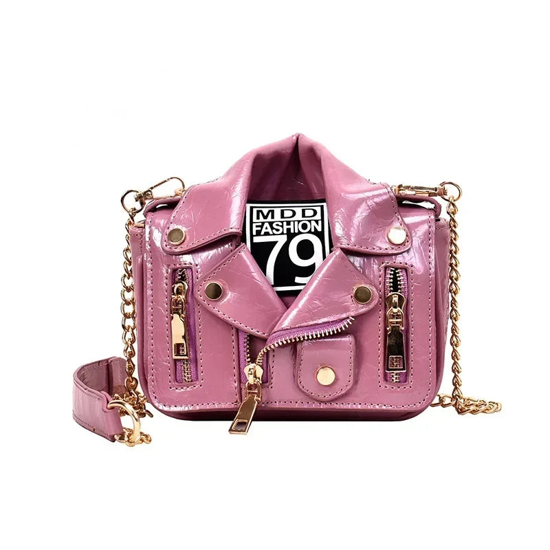 Motorcycle Jacket Shape Shoulder Bag for Women | Designer Novelty Handbag | 5 Colors