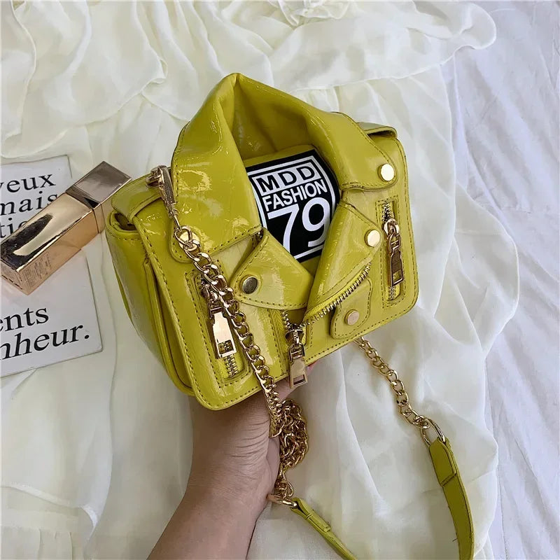 Motorcycle Jacket Shape Shoulder Bag for Women | Designer Novelty Handbag | 5 Colors