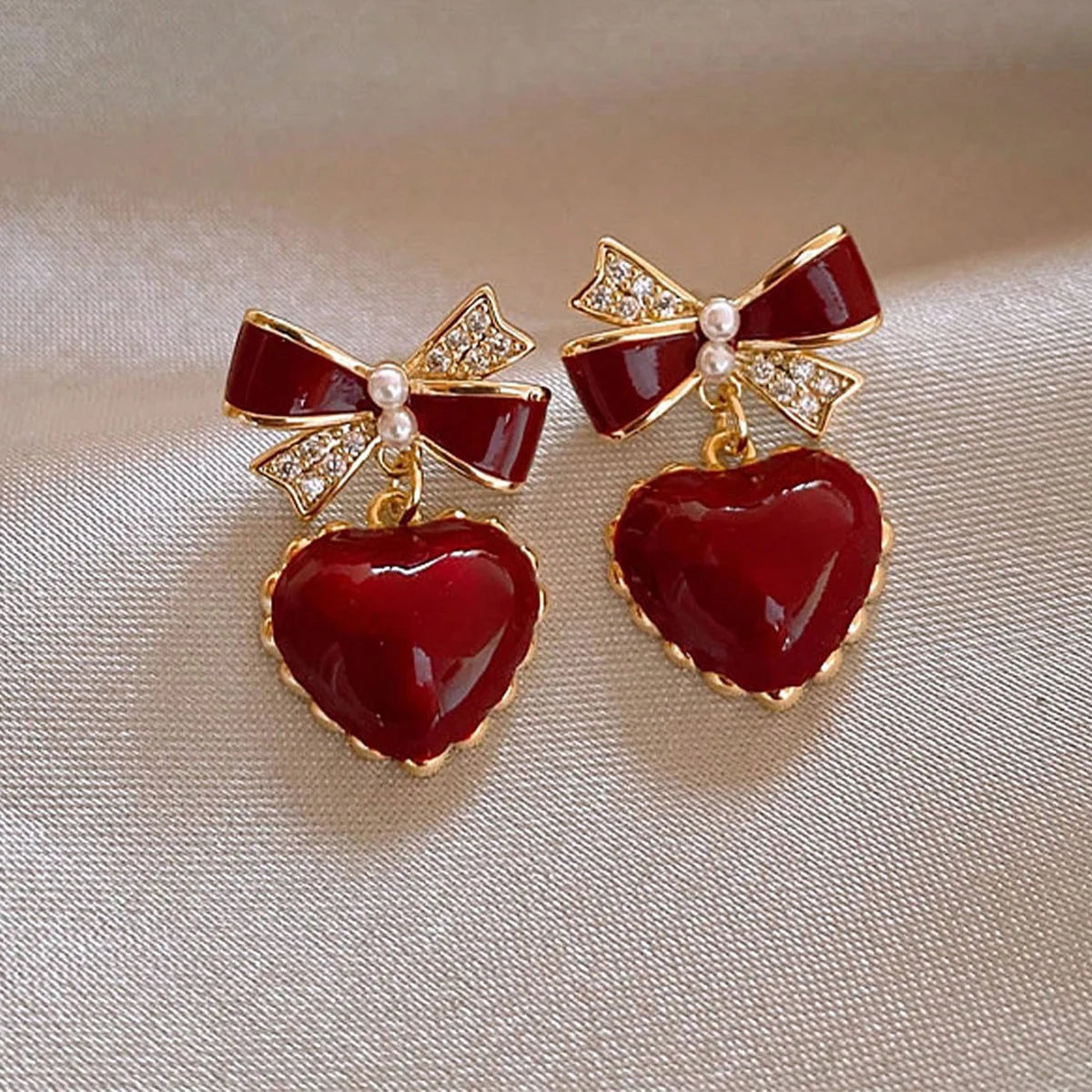 Heart-Shaped Drop Earrings