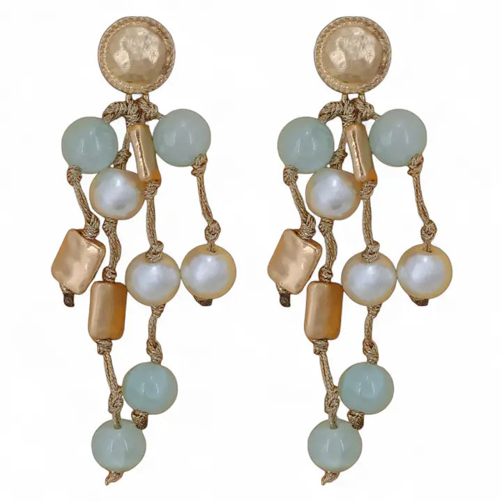 Chunky Blue Beaded Necklace & Earrings Matching Set | Boho