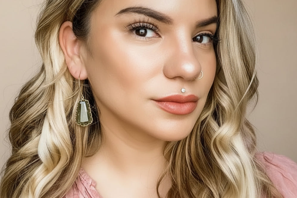 Prisms in Slate Smoke Geometric Drop Earrings | 18K Gold Plated | Hypoallergenic | Made in USA