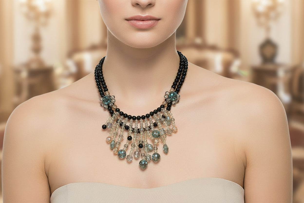Aurora Borealis Beaded Necklace | Handmade Statement Jewelry