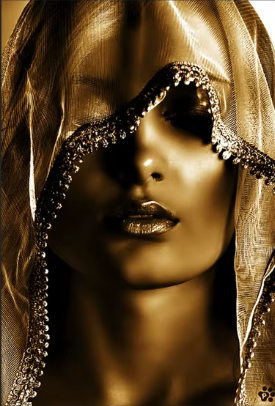 Golden Makeup Woman Nordic Portrait Canvas Art Print — 60x90cm