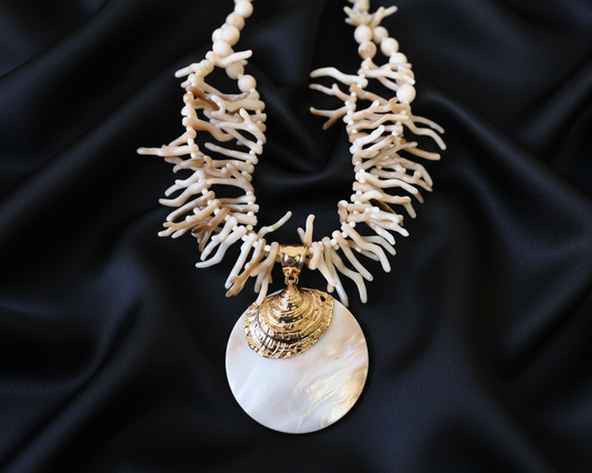 White Coral Branch Shell Necklace | Handmade Statement Jewelry