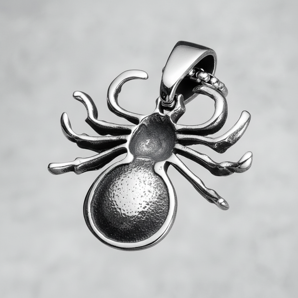 Men's Dark Style Spider Pendant Necklace - Back View