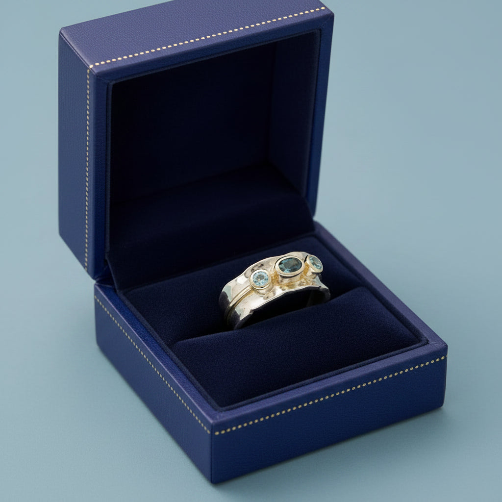 Retro Silver Inlay Shiny Zircon Geometric Ring